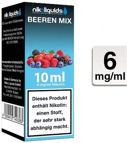 E-Liquid NIKOLIQUIDS Beeren Mix 6 mg Nikotin 50 / 50 E-Liquid NIKOLIQUIDS Beeren Mix 6 mg Nikotin 50 / 50