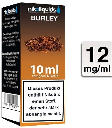 E-Liquid NIKOLIQUIDS Burley Tabak 12 mg Nikotin E-Liquid NIKOLIQUIDS Burley Tabak 12 mg Nikotin