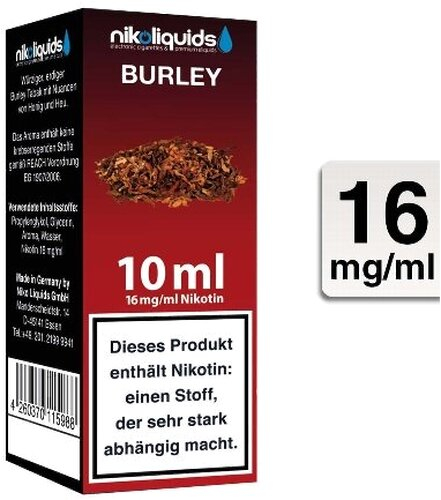 E-Liquid NIKOLIQUIDS Burley Tabak 16 mg Nikotin E-Liquid NIKOLIQUIDS Burley Tabak 16 mg Nikotin