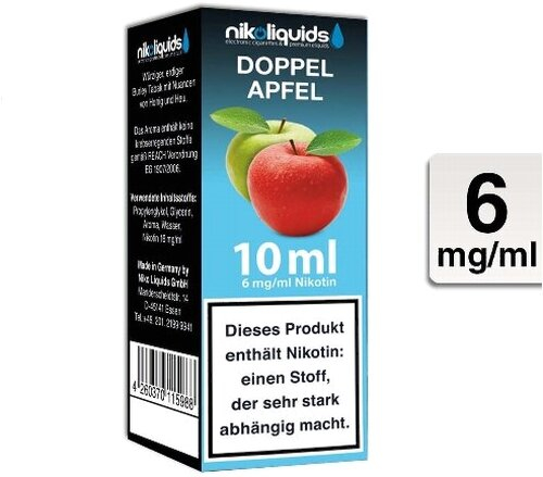 E-Liquid NIKOLIQUIDS Doppel Apfel 6 mg Nikotin E-Liquid NIKOLIQUIDS Doppel Apfel 6 mg Nikotin