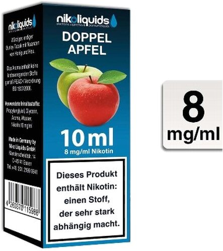 E-Liquid NIKOLIQUIDS Doppel Apfel 8 mg Nikotin E-Liquid NIKOLIQUIDS Doppel Apfel 8 mg Nikotin
