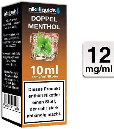E-Liquid NIKOLIQUIDS Doppel Menthol 12 mg Nikotin 50 VG / 50 PG E-Liquid NIKOLIQUIDS Doppel Menthol 12 mg Nikotin 50 VG / 50 PG