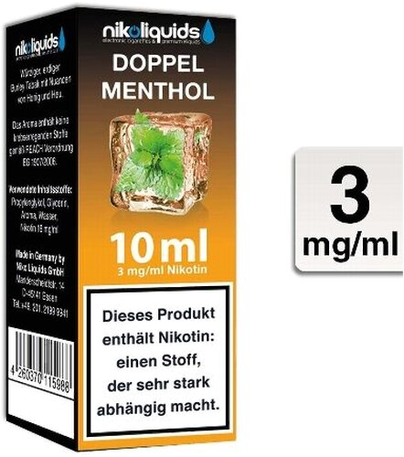 E-Liquid NIKOLIQUIDS Doppel Menthol 3mg Nikotin 50/50 E-Liquid NIKOLIQUIDS Doppel Menthol 3mg Nikotin 50/50