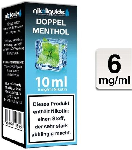 E-Liquid NIKOLIQUIDS Doppel Menthol 6mg Nikotin 50/50 E-Liquid NIKOLIQUIDS Doppel Menthol 6mg Nikotin 50/50