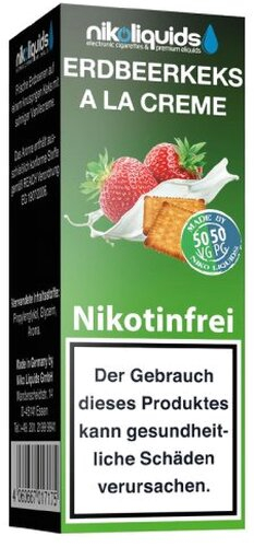 E-Liquid NIKOLIQUIDS Erdbeerkeks a la Creme 0 mg Nikotin