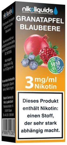 E-Liquid NIKOLIQUIDS Granatapfel Blaubeere 3mg Nikotin E-Liquid NIKOLIQUIDS Granatapfel Blaubeere 3mg Nikotin