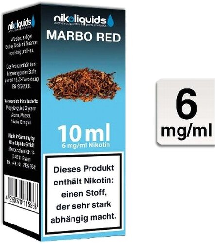 E-Liquid NIKOLIQUIDS Marbo Red 6 mg Nikotin E-Liquid NIKOLIQUIDS Marbo Red 6 mg Nikotin
