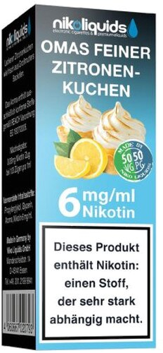 E-Liquid NIKOLIQUIDS Omas Feiner Zitronenkuchen 6mg Nikotin
