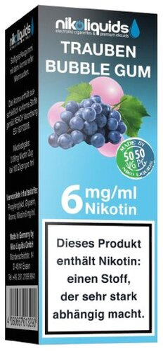 E-Liquid NIKOLIQUIDS Trauben Bubble Gum 6mg Nikotin