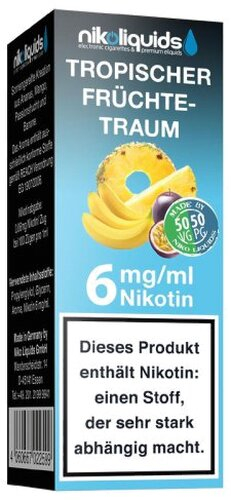 E-Liquid NIKOLIQUIDS Tropischer Früchte-Traum 6mg Nikotin E-Liquid NIKOLIQUIDS Tropischer Früchte-Traum 6mg Nikotin