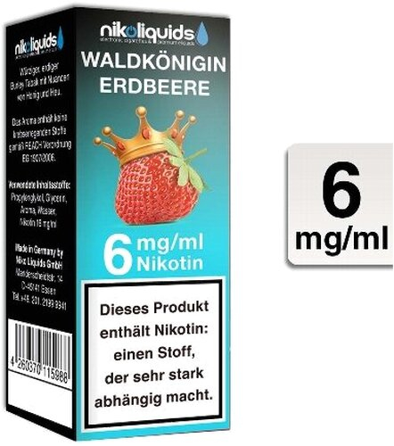 E-Liquid NIKOLIQUIDS Waldkönigin Erdbeere 6 mg Nikotin E-Liquid NIKOLIQUIDS Waldkönigin Erdbeere 6 mg Nikotin