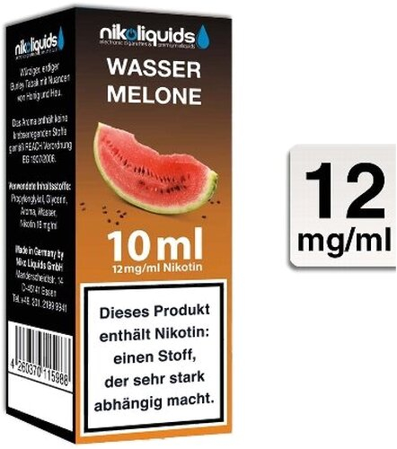 E-Liquid NIKOLIQUIDS Wassermelone 12 mg Nikotin 50 / 50 E-Liquid NIKOLIQUIDS Wassermelone 12 mg Nikotin 50 / 50