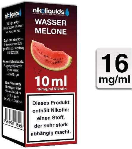E-Liquid NIKOLIQUIDS Wassermelone 16 mg Nikotin 30 VG / 70 PG E-Liquid NIKOLIQUIDS Wassermelone 16 mg Nikotin 30 VG / 70 PG