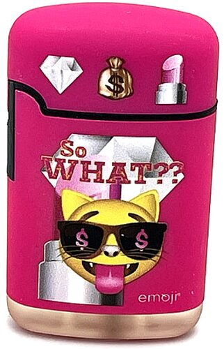 Easy Torch emoji So what?? Motiv Feuerzeug pink