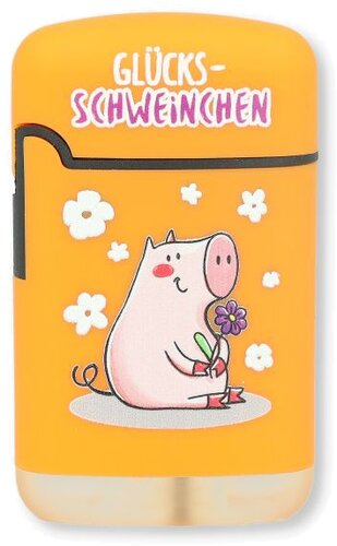 Easy Torch Feuerzeug 7v12 Schweinchen Orange GLÜCKS-SCHWEINCHEN