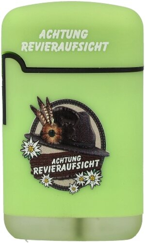 Easy Torch Feuerzeug Achtung Revieraufsicht hellgrün Easy Torch Feuerzeug Achtung Revieraufsicht hellgrün