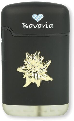 Easy Torch Feuerzeug Bavaria Black Gold Pin Edelweiß