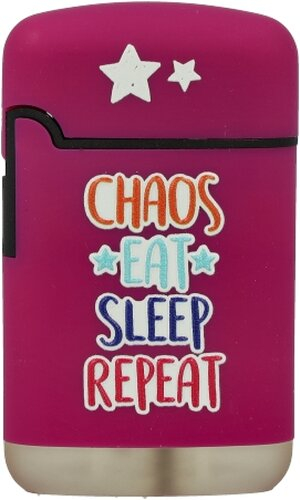 Easy Torch Feuerzeug Chaos Eat Sleep Repeat lila