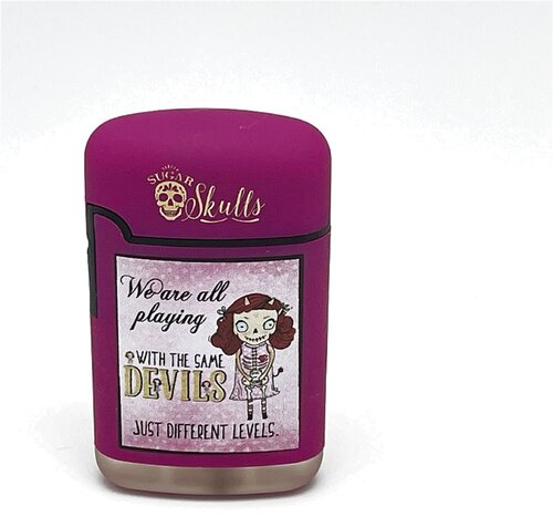 Easy Torch Feuerzeug Sugar Skulls Motiv 4 dunkel-rosa