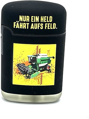 Easy Torch Nur ein Held fährt aufs Feld. Motiv Feuerzeug schwarz