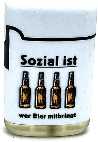 Easy Torch Sozial ist wer Bier mitbringt Motiv Feuerzeug Easy Torch Sozial ist wer Bier mitbringt Motiv Feuerzeug