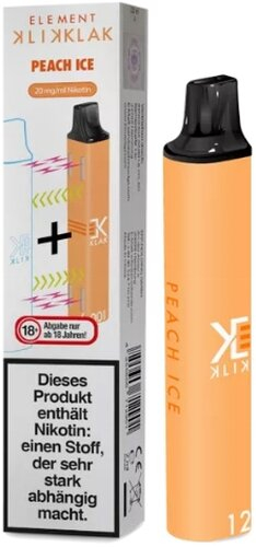 Element Klik Klak Peach Ice Einweg E-Zigarette 20 mg Nikotin Element Klik Klak Peach Ice Einweg E-Zigarette 20 mg Nikotin