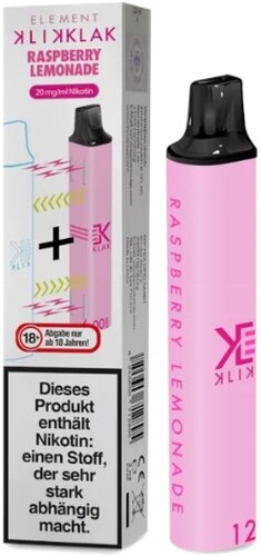 Element Klik Klak Raspberry Lemonade Einweg E-Zigarette 20 mg Nikotin Element Klik Klak Raspberry Lemonade Einweg E-Zigarette 20 mg Nikotin