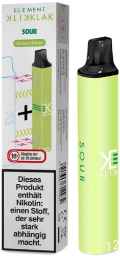 Element Klik Klak Sour Einweg E-Zigarette 20 mg Nikotin Element Klik Klak Sour Einweg E-Zigarette 20 mg Nikotin
