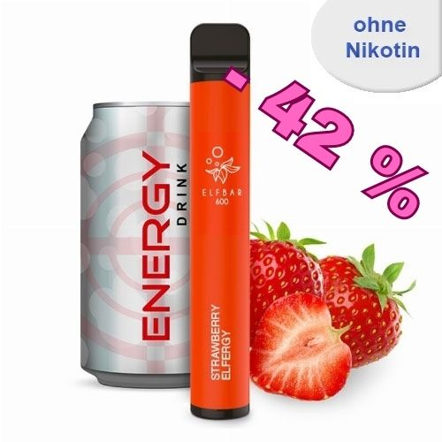 Elf Bar 600 Einweg E-Zigarette Elfergy Strawberry Aroma Nikotinfrei Elf Bar 600 Einweg E-Zigarette Elfergy Strawberry Aroma Nikotinfrei