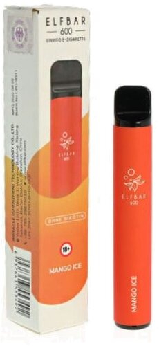 Elf Bar 600 Einweg E-Zigarette Mango ICE Aroma Nikotinfrei Elf Bar 600 Einweg E-Zigarette Mango ICE Aroma Nikotinfrei