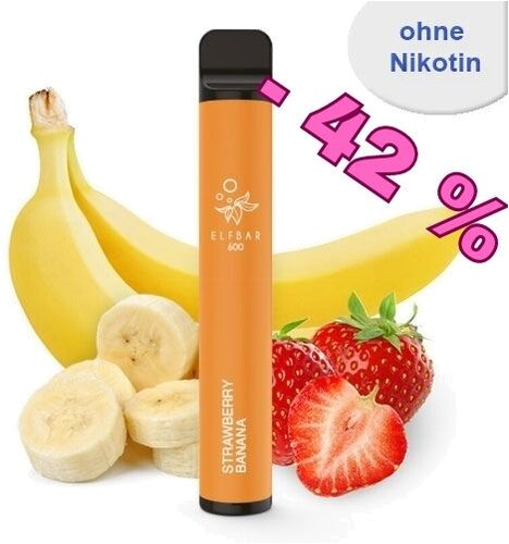 Elf Bar 600 Einweg E-Zigarette Strawberry Banana Aroma Nikotinfrei