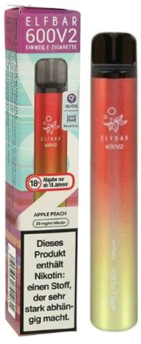 Elf Bar 600 V2 Apple Peach Einweg E-Zigarette 20mg