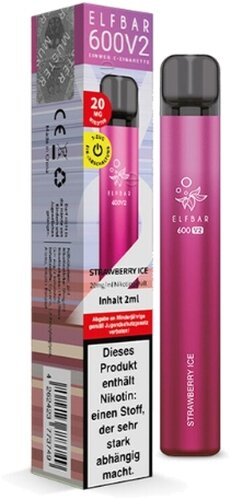Elf Bar 600 V2 Strawberry Ice Einweg E-Zigarette 20mg