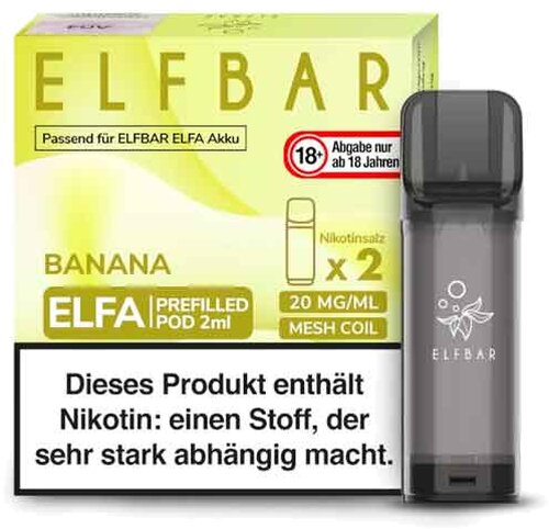 Elf Bar ELFA Banana Prefilled Pod 2x2ml 20mg Elf Bar ELFA Banana Prefilled Pod 2x2ml 20mg