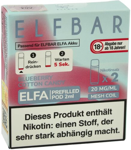 Elf Bar ELFA Blueberry Cotton Candy Prefilled Pod 2x2ml 20mg
