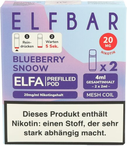 Elf Bar ELFA Blueberry Snoow Prefilled Pod 2x2ml 20mg Elf Bar ELFA Blueberry Snoow Prefilled Pod 2x2ml 20mg