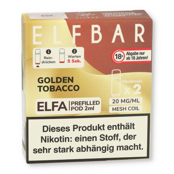 Elf Bar ELFA Golden Tobacco Prefilled Pod 2x2ml 20mg