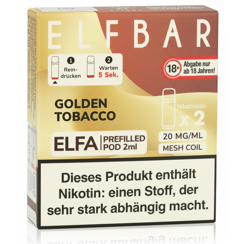 Elf Bar ELFA Golden Tobacco Prefilled Pod 2x2ml 20mg