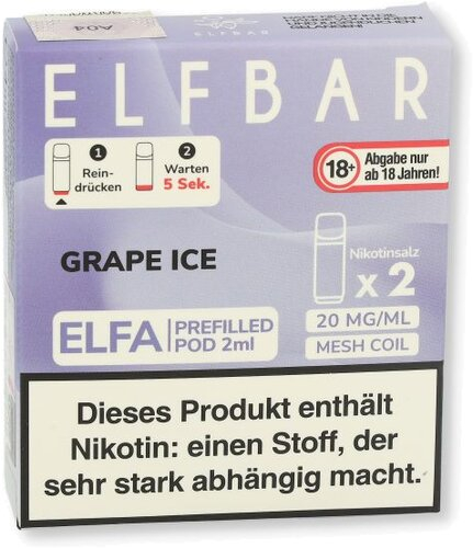 Elf Bar ELFA Grape Ice Prefilled Pod 2x2ml 20mg Elf Bar ELFA Grape Ice Prefilled Pod 2x2ml 20mg
