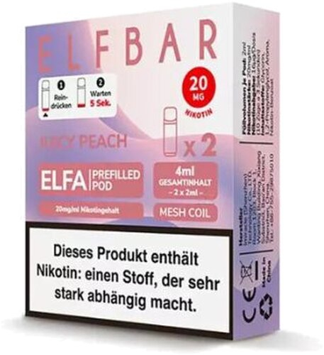 Elf Bar ELFA Juicy Peach Prefilled Pod 2x2ml 20mg