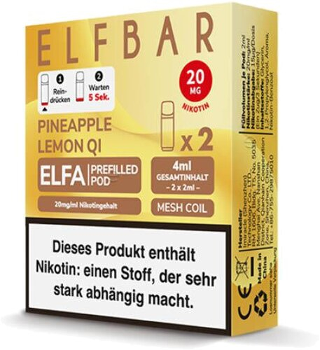 Elf Bar ELFA Pineapple Lemon Qi Prefilled Pod 2x2ml 20mg