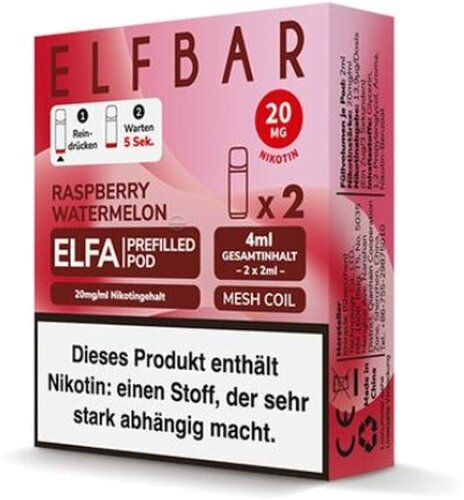 Elf Bar ELFA Raspberry Watermelon Prefilled Pod 2x2ml 20mg Elf Bar ELFA Raspberry Watermelon Prefilled Pod 2x2ml 20mg
