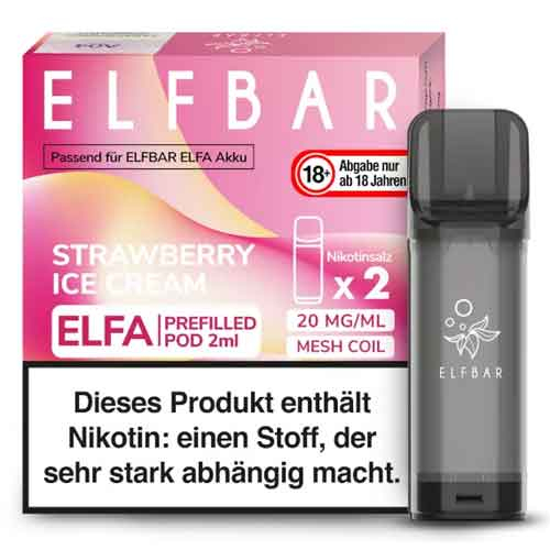 Elf Bar ELFA Strawberry Ice Cream Prefilled Pod 2x2ml 20mg Elf Bar ELFA Strawberry Ice Cream Prefilled Pod 2x2ml 20mg
