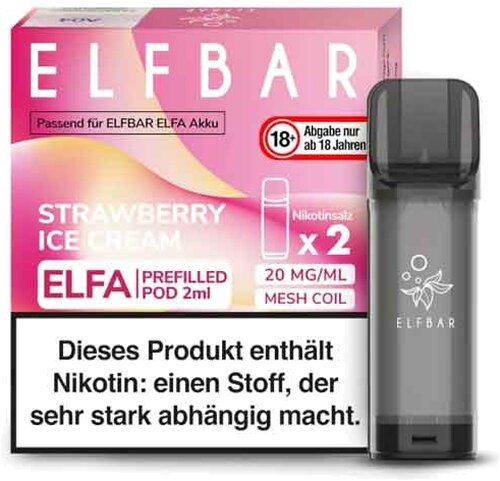 Elf Bar ELFA Strawberry Ice Cream Prefilled Pod 2x2ml 20mg Elf Bar ELFA Strawberry Ice Cream Prefilled Pod 2x2ml 20mg