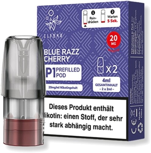 Elf Bar Mate 500 P1 Blue Razz Cherry Prefilled Pod 2x2ml 20mg