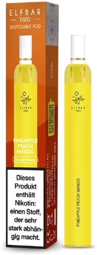 Elf Bar T600 Einweg E-Zigarette mit Filter Pineapple-Peach-Mango 20mg
