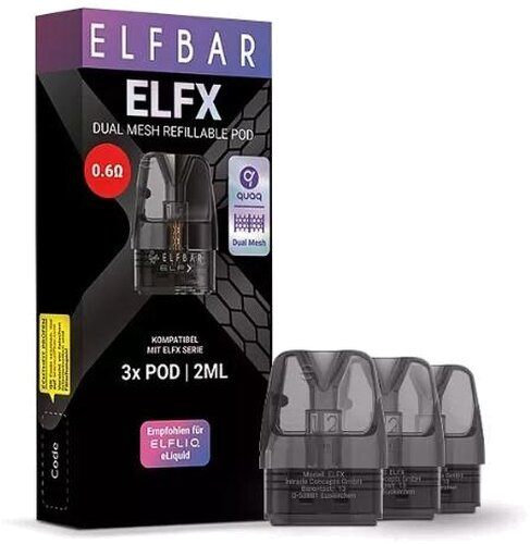 Elfbar ELFX 0,6 Ohm Pod 2ml 3 Stk. Elfbar ELFX 0,6 Ohm Pod 2ml 3 Stk.