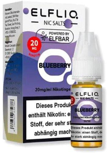 Elfliq by Elfbar Blueberry 20mg Nic Salt Liquid