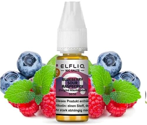 Elfliq by Elfbar Blueberry Sour Raspberry 10mg Nic Salt Liquid Elfliq by Elfbar Blueberry Sour Raspberry 10mg Nic Salt Liquid