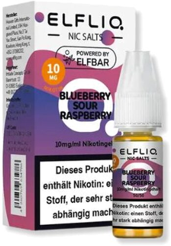 Elfliq by Elfbar Blueberry Sour Raspberry 10mg Nic Salt Liquid